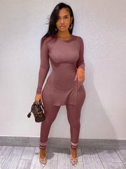 Load image into Gallery viewer, Side Slit Top And Leggings Set