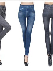 Load image into Gallery viewer, Slim Faux Denim Jeans Leggings W/ Pockets