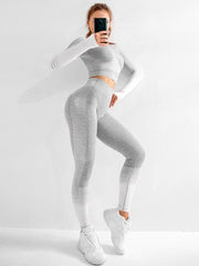 Load image into Gallery viewer, Long Sleeve Top & Legging Fitness Outfit