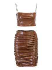 Load image into Gallery viewer, Spaghetti Strap Crop Top And Ruched Skirt