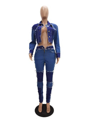 Load image into Gallery viewer, Frayed Jacket & Denim Jeans