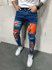 Load image into Gallery viewer, Patchwork Comic Print Jeans
