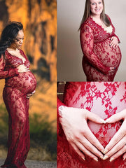 Load image into Gallery viewer, Maternity Sheer Lace Dress