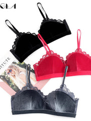 Load image into Gallery viewer, Velvet Bra & Panties Lace Lingerie Set