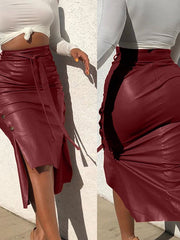 Load image into Gallery viewer, Asymmetrical Faux Leather Skirt