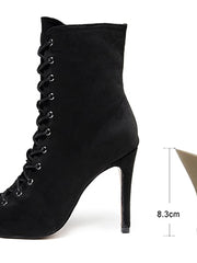 Load image into Gallery viewer, Peep-Toe Lace Up Heels