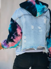 Load image into Gallery viewer, Denim Jacket Tie-Dye Hoodie & Sleeves