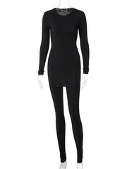 Load image into Gallery viewer, Side Slit Top And Leggings Set