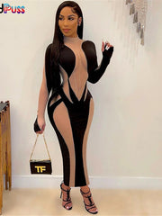 Load image into Gallery viewer, See-Through Bodycon Dress