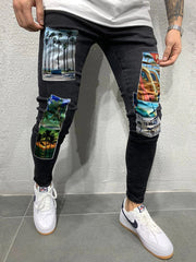 Load image into Gallery viewer, Patchwork Comic Print Jeans