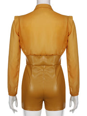 Load image into Gallery viewer, Faux Leather Botton Romper