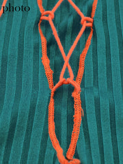 Load image into Gallery viewer, Lace Up Deep V Neck Bodycon Dress