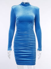 Load image into Gallery viewer, Turtle Neck Velvet Dress