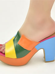 Load image into Gallery viewer, Patchwork Thick Heels