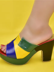 Load image into Gallery viewer, Patchwork Thick Heels