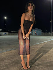 Load image into Gallery viewer, Off-Shoulder Mesh Dress