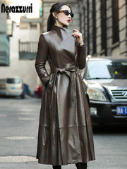 Load image into Gallery viewer, Long Sleeve Faux Leather Coat