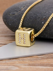 Load image into Gallery viewer, Cube Letter Pendant Necklace