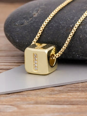 Load image into Gallery viewer, Cube Letter Pendant Necklace