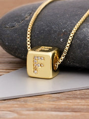 Load image into Gallery viewer, Cube Letter Pendant Necklace