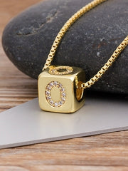 Load image into Gallery viewer, Cube Letter Pendant Necklace