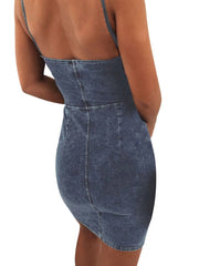 Load image into Gallery viewer, Spaghetti Strap Stretch Denim Dress