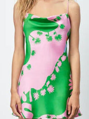 Load image into Gallery viewer, Green & Pink Slip Dress