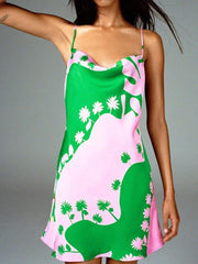 Load image into Gallery viewer, Green & Pink Slip Dress