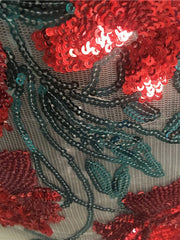 Load image into Gallery viewer, Sequin Roses Sheer Dress