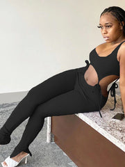 Load image into Gallery viewer, Four Point Lace Ties Bodycon Bodysuit