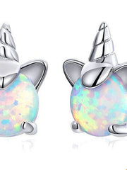Load image into Gallery viewer, Sterling Silver Unicorn Stud Earrings