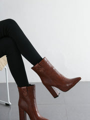 Load image into Gallery viewer, Faux Leather High Heel Ankle Boots