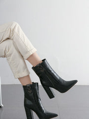 Load image into Gallery viewer, Faux Leather High Heel Ankle Boots