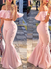 Load image into Gallery viewer, Ruffled Off-Shoulder Two Piece Set