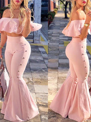 Load image into Gallery viewer, Ruffled Off-Shoulder Two Piece Set