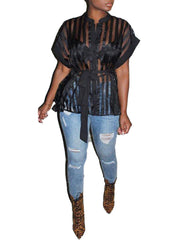 Load image into Gallery viewer, Sheer Striped Top