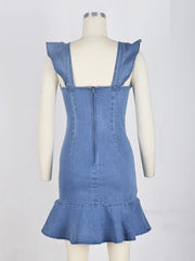 Load image into Gallery viewer, Ruffle Denim Dress