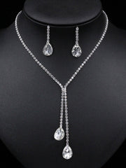 Load image into Gallery viewer, Rhinestone Necklace & Earrings Set