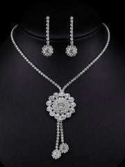 Load image into Gallery viewer, Rhinestone Necklace & Earrings Set