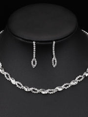 Load image into Gallery viewer, Rhinestone Necklace & Earrings Set
