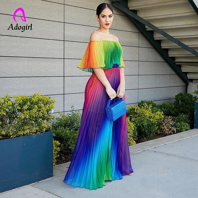 rainbow off shoulder dress ASOS Rainbow Striped Ruffle Off Shoulder Dress 4