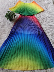 Load image into Gallery viewer, Off Shoulder Rainbow Color Dress