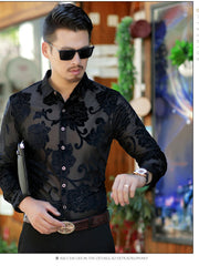 Load image into Gallery viewer, Velvet Floral Men's Shirts