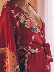 Load image into Gallery viewer, Floral Print Kimono Robe