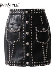 Load image into Gallery viewer, Faux Studded Skirt