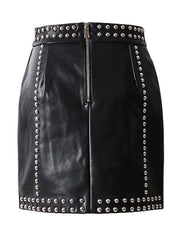 Load image into Gallery viewer, Faux Studded Skirt