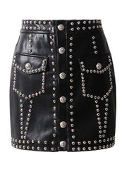 Load image into Gallery viewer, Faux Studded Skirt