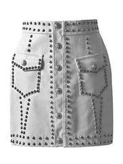 Load image into Gallery viewer, Faux Studded Skirt