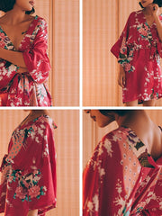 Load image into Gallery viewer, Floral Print Kimono Robe