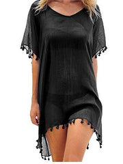 Load image into Gallery viewer, Tassels Beach Wear Swimsuit Cover Up - vendach